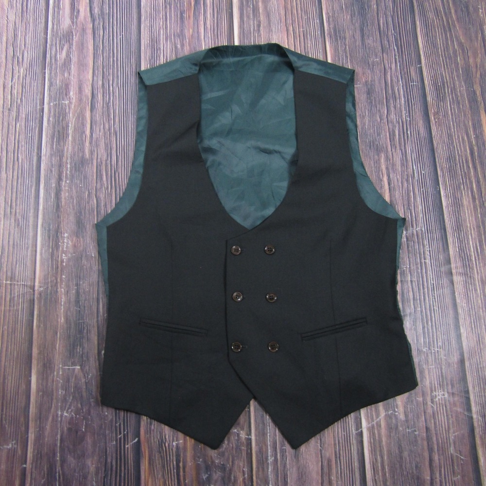 Suit Vest Vercini Mens 50 Black Wool Polyester 3 Piece Belted Formal Waistcoat